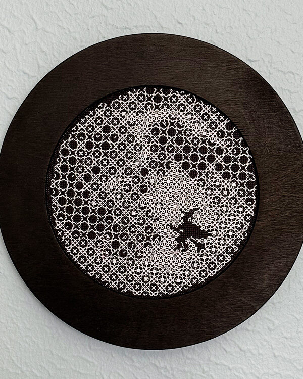 Spooky Moon Blackwork Embroidery